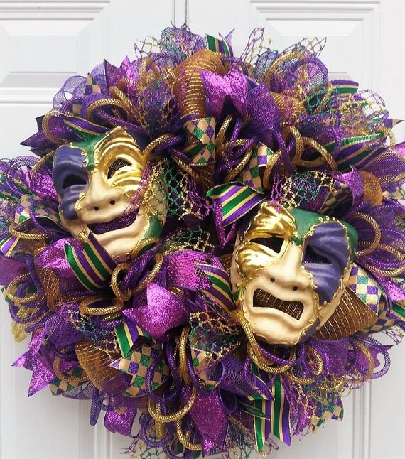 Large Mardi Gras Wreath-Mardi Gras Masquerade Wreath-Whimsical