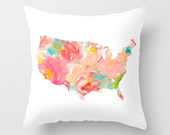 united states map pillow floral pillow cover usa map pillow continental us floral map pillow american united states map pillow floral pillow cover usa map pillow continental us floral map pillow american