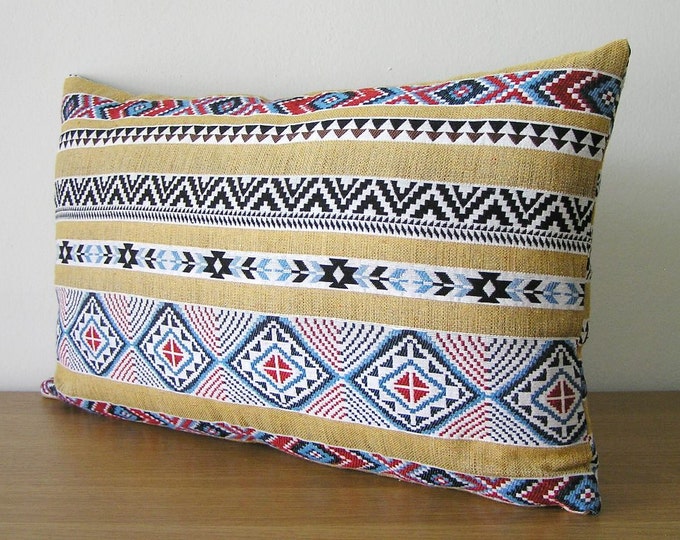 Tribal Thai Woven Fabric Pillow Cover, Decorative Boho Cushion Cover, Ethnic Style Pillow Case