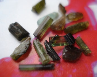Rough Green Tourmalines 16 Pieces Lot CG334