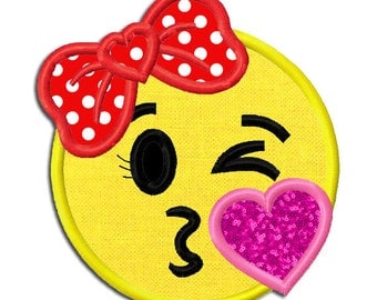 Emoji Girl Kiss Embroidery Applique Design dst, exp, hus, jef, pes, sew, vip, vp3, Digital INSTANT DOWNLOAD