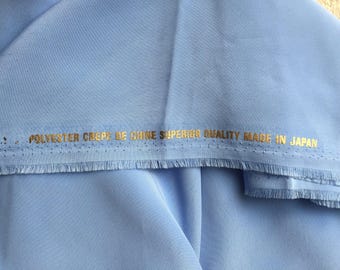 Vintage Fabric Pale Blue Crepe De Chine Silk Old Stock 2 Yard 10 X 45 Excellent condition For clothing sewing craft accessory costume women