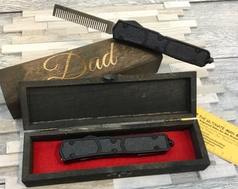 Cool Groomsmen Gifts 1 Tactical Beard Comb in Engraved Wood gift box, Best Man, Grooms Party Thank you, Unique Present for Beard Lovers