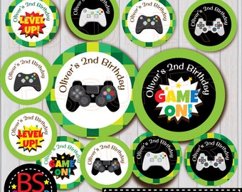 Video Game Party Cupcake Topper, Game Party Cake Topper, Video Game Party Tag