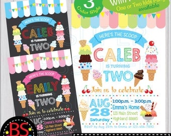 Ice Cream Invitation, Ice Cream Party Invitation, Ice Cream Birthday Invitation, Summer Party Invitation