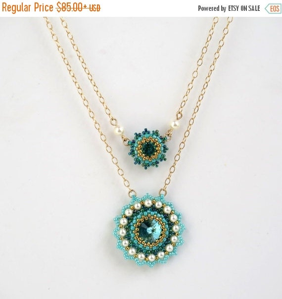 Sale Gold Layered Necklace Turquoise Statement By Liorabjewelry