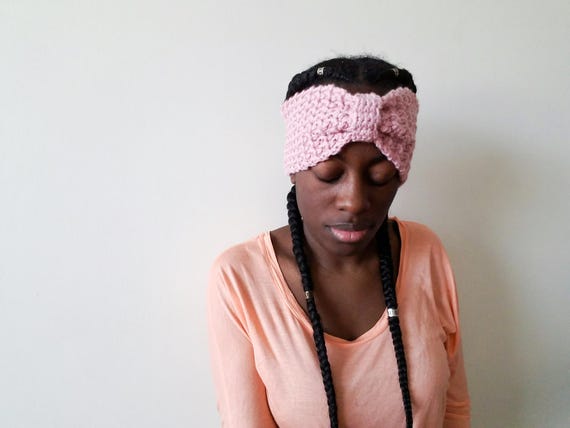 Pink Winter Ear Warmer - Womens Fall Headband - Best Gifts for Her - Best Friend Gifts - Knot Headband Adult - Valentines Gifts for Her