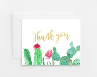 Cactus Thank You Card, Printable Card (524)