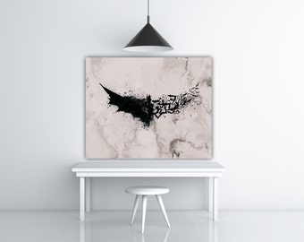 Batman Watercolor Splash, DC Superhero Wall Art, Batman Gift, DC Comics Poster, Batman Logo Art, Movie Poster, Bat Art, Gray Wall Art