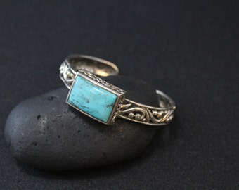 Sterling Silver and Turquoise Designer Signed BARSE Filigree Cuff Bracelet