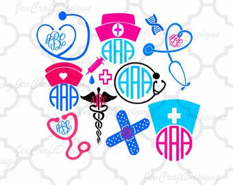 Nurse SVG Stethoscope SVG Nursing Svg EPS Png Dxf, cut file set for Cricut Design Space, Silhouette Studio, Digital Cut Files