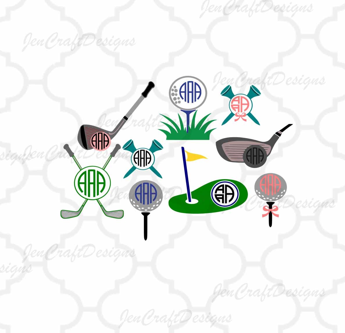 Download Golf Monogram Frame Cuttable Designs SVG, DXF, EPS, Png Silhouette Studio & Cricut, Vector Art ...