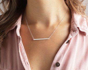 Skinny Bar Necklace, Engraved Necklace, Custom Name Plate, Silver, Gold Filled, Rose Gold, Personalized Name Bar Necklace, Nameplate /N132S