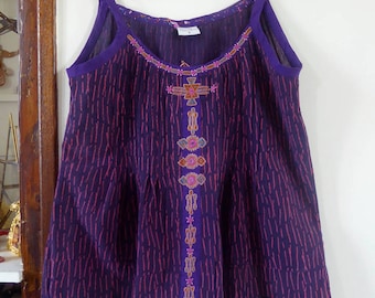 Vintage indian Shrujan vest top tank hand made embroideries rabari size S india