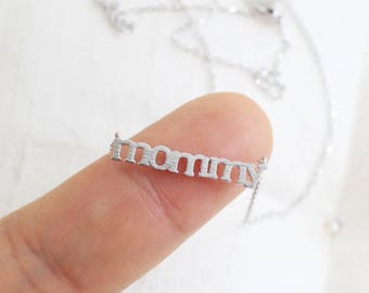 Mommy Letter Necklace,Silver Mommy Necklace, Mothers Day Gift, Mother Necklace, Mom Necklace,7029