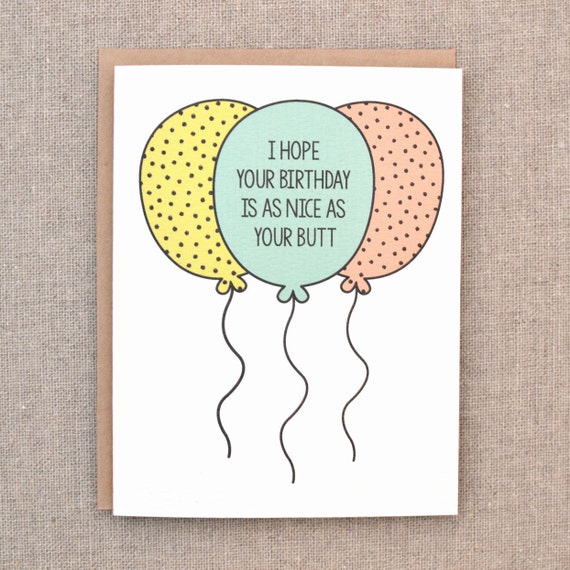Butt Birthday Card Romance Birthday Card Friend Card