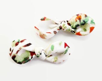 Small Baby Bow Set, Floral Hair Clips, Tiny Baby Bows, Hair Accessory, Bows for Little Girls, Bow Clip, Baby Hair Clips, Little Baby Bows