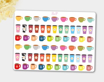 Tea Cup Stickers,Tea Sticker, Drink Stickers,Life Planner Stickers,Cup Stickers,Coffee Stickers,Stickers for use with LIFE PLANNER