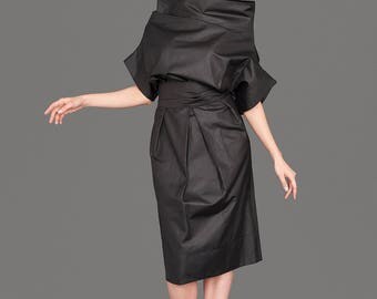 Short Bridesmaid Dress, Cocktail Dress, Little Black Dress, Japanese Clothing, Black Kimono Dress, Minimalist Dress, Prom Dress, Midi Dress