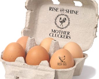 Custom Egg Carton Label - Rise And Shine Mother Cluckers - Chicken Coop Sign - Funny Pet Gift - Chicken Lovers - Rooster Farmhouse Decor