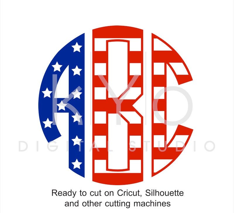 Download Circle Monogram Font svg cut files American Flag svg patter