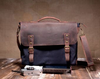 15" laptop bag - canvas shoulder bag - crossbody bag messenger - canvas messenger - canvas bag men