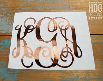 Rose Gold Monogram Decal - Monogram Decal - Rose Gold Monogram - Rose Gold decal - Yeti decal - RTIC decal - decal for women - Wedding decal