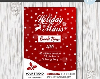 Holiday Mini Session Template, Christmas Mini Session Template, Photography Marketing Template, Holiday Marketing Template, Photographer,Red