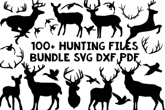 Download hunting deer duck bundle silhouette svg dxf file instant