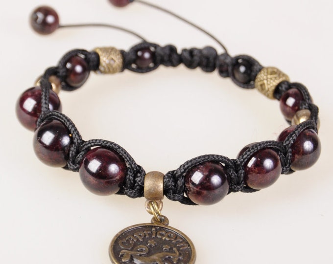 Capricorn zodiac bracelet garnet Shambala garnet bracelet gift Christmas NewYear Valentine Day Shambala zodiac Shambala garnet