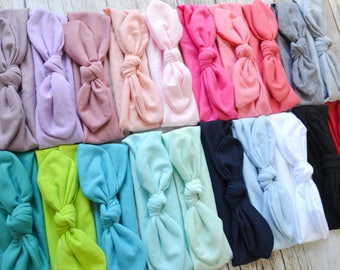 PICK ANY COLOR Baby Head Wrap, newborn baby infant headband, Toddler baby headband, newborn photo prop, knotted head wraps 30 colors!