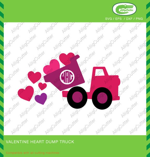 Download Valentine Dump Truck Hearts SVG DXF PNG eps Cut File for