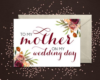 To my mother on my wedding day - Greeting Card Note Card - Mom Mother of the Bride Card with Metallic Envelope Wedding Stationery