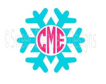 Snowflake monogram winter Christmas SVG instant download design for cricut or silhouette
