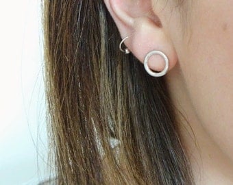 Circle Stud Earrings - Sterling Silver Circle Earrings - Small Silver Circle Earrings - Silver Hoop Studs