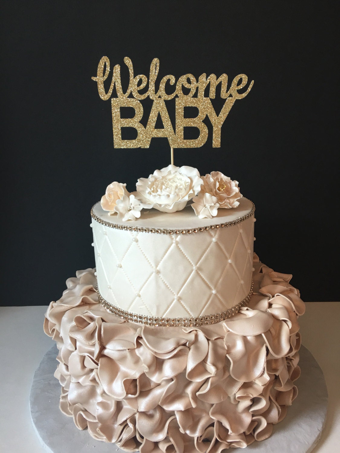 Welcome Baby Cake Topper Baby Shower Cake Topper Gold