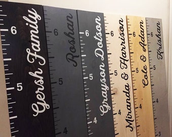 Custom painted wooden growth chart ruler, oversized kid's child's height marker personalised chart custom order child's / family name
