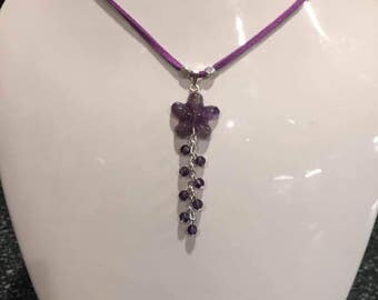 Natural Amethyst Pendant Necklace February Birthstone