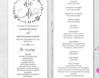 Wedding Program Template, Wedding Program Printable, Editable ProgramTemplate, We Do Wedding Program, wedding Ceremony, DIY Wedding Template
