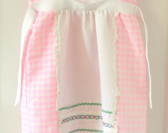 Vintage Pink White Plaid Traditional Child's Swiss Dress