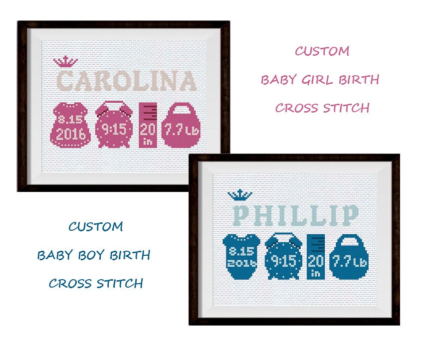 Baby cross stitch pattern custom baby sampler birth