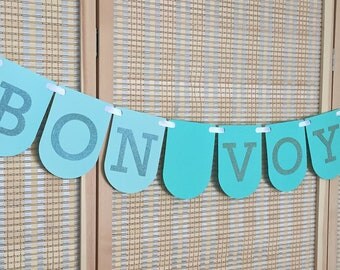 Bon Voyage Banner, Farewell, Goodbye, We'll Miss You, Teal Goodbye, Blue Bon Voyage, Gold Goodbye, Glitter, Decoration