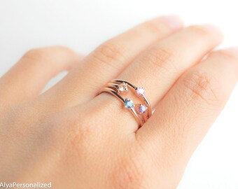 Mothers Birthstone Ring - Mothers Rings Birthstones - Birthstone Rings For Mom - Mothers Jewelry - Family Ring - Gift For Mom - Gift