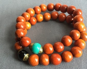 ife - wood and brass beaded bracelet
