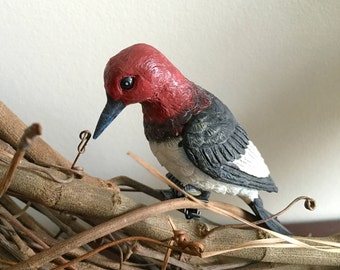 2Pk Red-Headed Woodpecker, Clip On Bird Decorations, Wreath Decoration, Bird Cage Decoration, Birdhouse Decoration