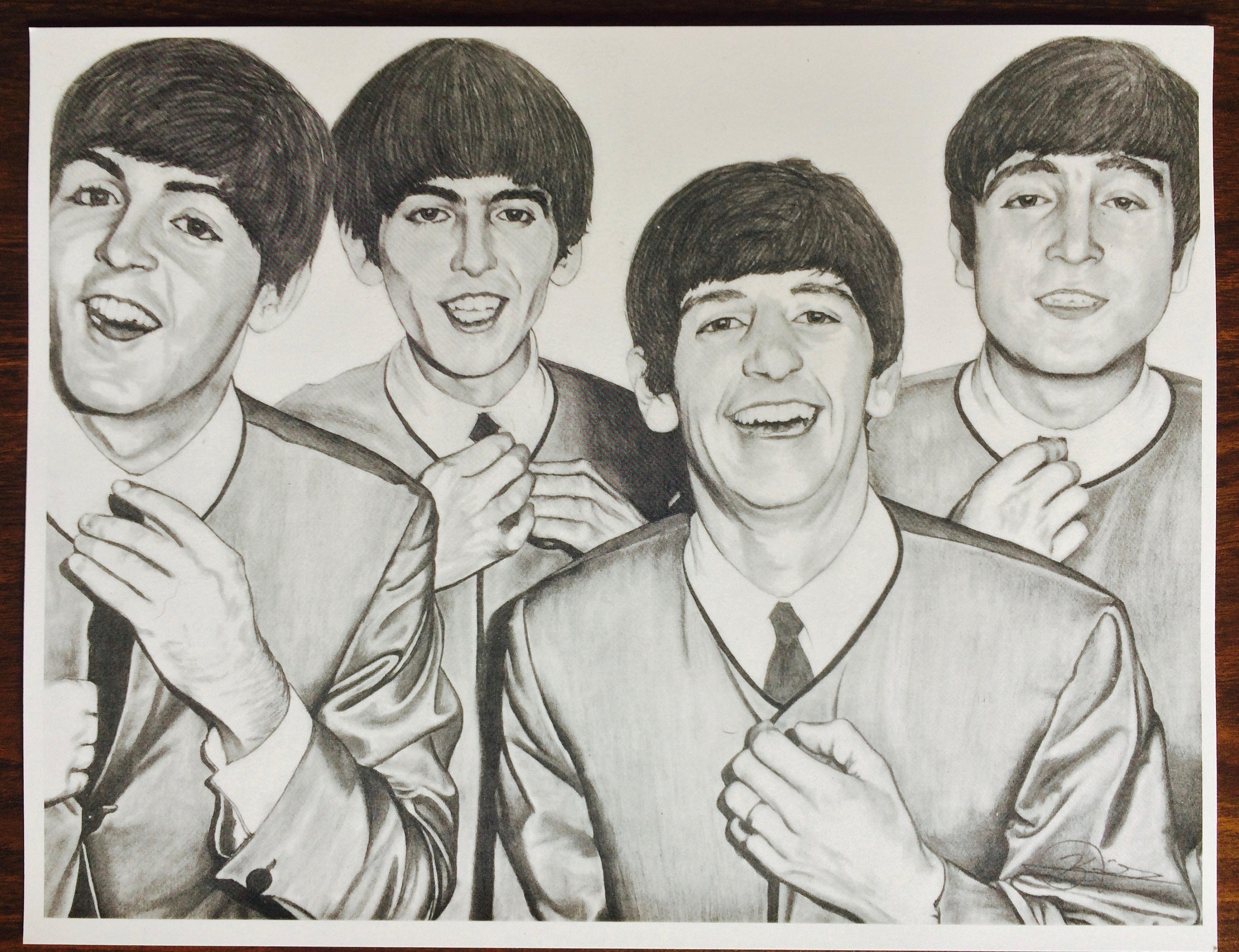 11x14 Original Graphite Drawing of The Beatles