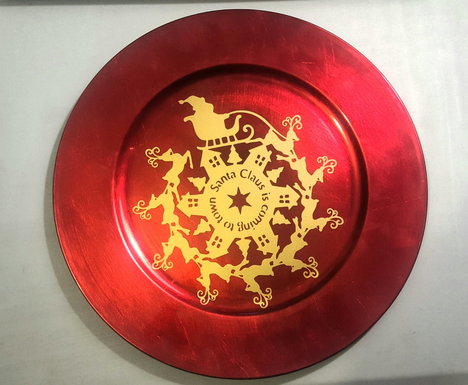 Santa Charger Plate Christmas Charger Plate Christmas Table