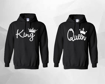King Queen Hoodie King Queen Sweatshirt King Hoodie Queen Hoodie Couple Hoodie Couple Sweatshirt Couple Sweater Couple Hooded Gift ForCouple