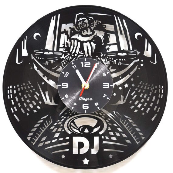 CUSTOM NAME or logo Dj Clock Personalized Vinyl Clock Dj Gift
