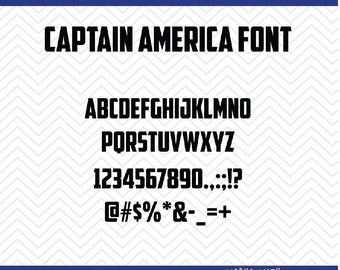 Captain America Font (SVG, EPS, PNG, dfx) Cut Files for use with Silhouette, Cricut, & other Cutting Machines
